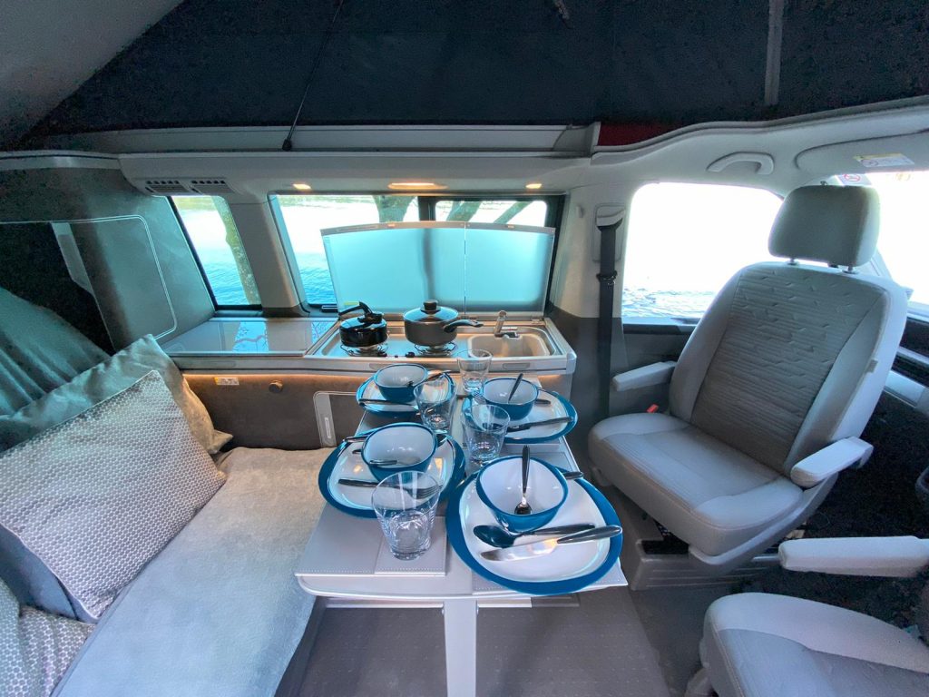 Dining in a VW California Campervan