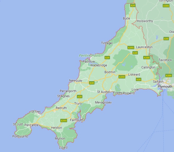 Map of Cornwall